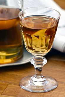 a glass of sherry wine